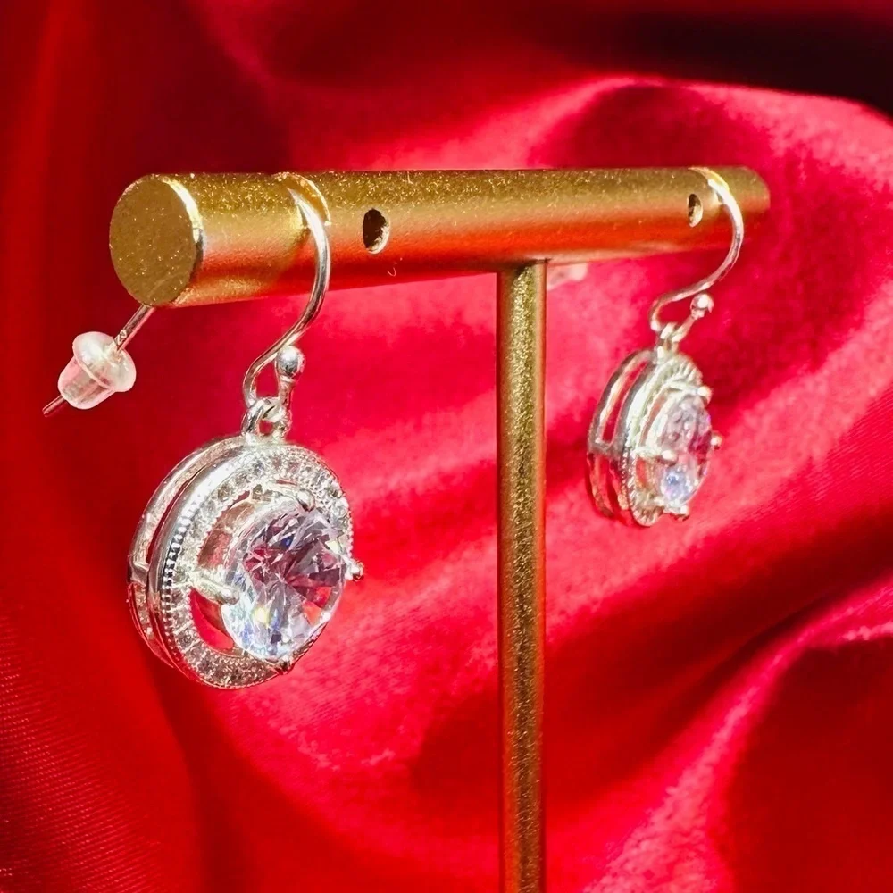 Crystal Drop Earrings with 925 Sterling Silver Hooks